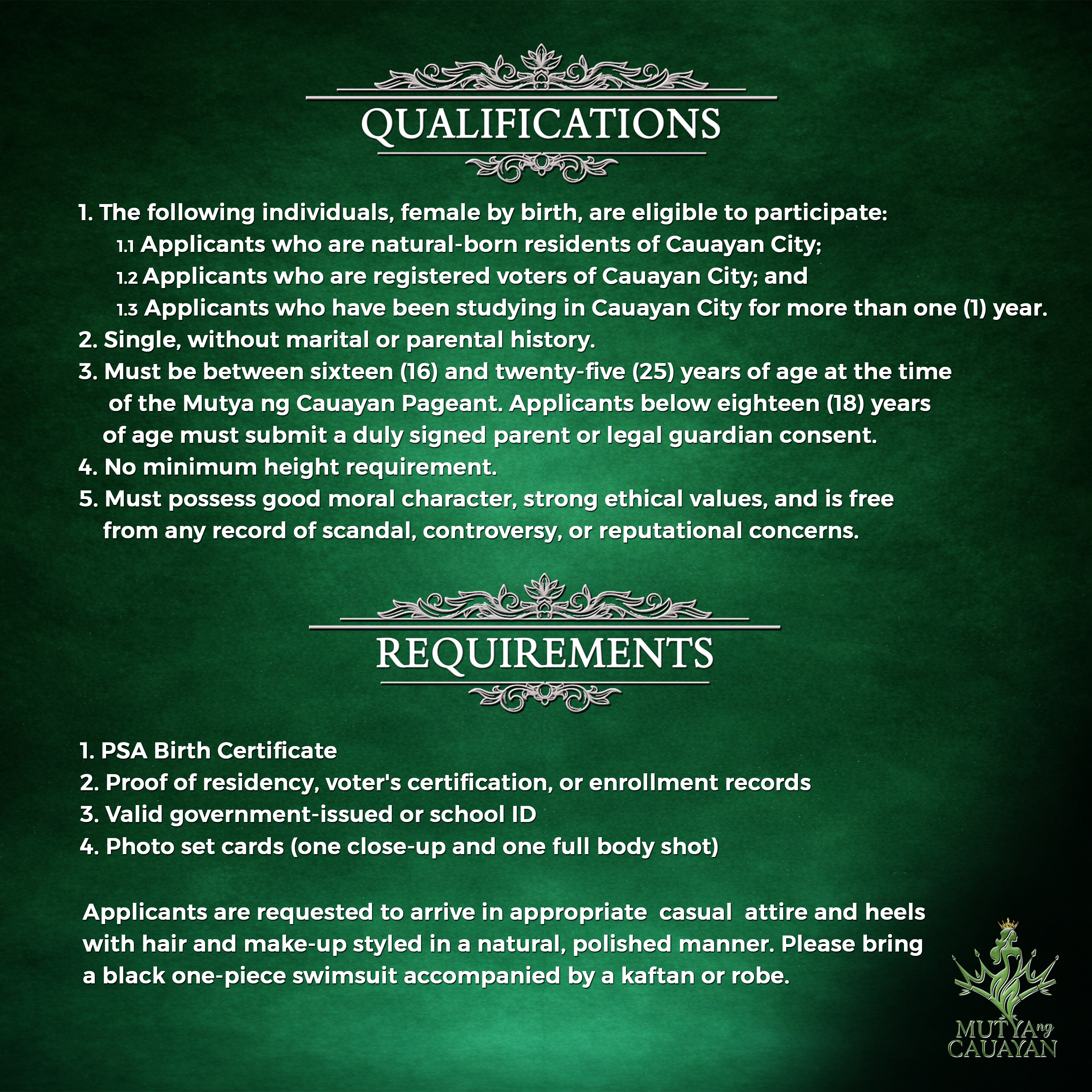 Pageant requirements